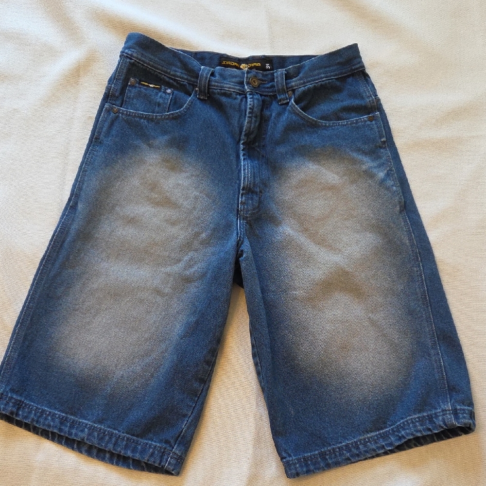Vintage Jordan Craig Dark Blue Denim Washed Street Shorts Y2K Baggy Size 34
